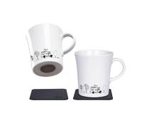 silwy® Tasses magnétiques en porcelaine CAMPING, nano gel pads métalliques BLACK inclus/set de 2