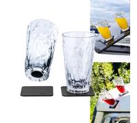 silwy® Verres en plastique magnétiques de haute technologie, nano gel pads métalliques inclus - verres de camping antidérapants, accessoires pour bateaux et yachts (longdrink // 0,3 l // set de 2)