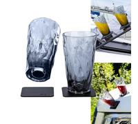 silwy® Verres en plastique magnétiques de haute technologie, nano gel pads métalliques inclus - verres de camping antidérapants, accessoires pour bateaux et yachts (longdrink // grey // 0,3 l)