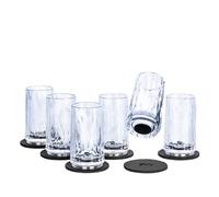 silwy® Verres en plastique magnétiques de haute technologie, nano gel pads métalliques inclus - verres de camping antidérapants, accessoires pour bateaux et yachts (shot // 0,04 l // set de 6)