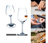 silwy® Verres magnétiques, en cristal fin avec aimants parfaitement intégrés et dessous de verre en gel nano métallique (vin, 0,25 l)