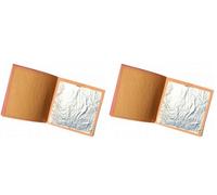 SIM GOLD LEAF 10 feuilles d'argent pur ALIMENTAIRE 100% COMESTIBLE 40mm x 40mm pureté 999/1000 (Lot de 2)