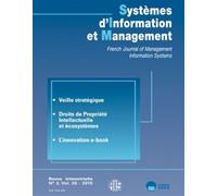 Sim vol 20 n3 2015 veille strategique Edition 2015 - EDITIONS ESKA - Eska - broché - Revue