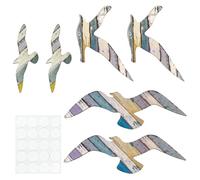 Simaixing Lot de 6 mouettes en bois pour décoration murale de salle de bain (thème océan)