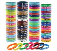 Simaixing Lot de 80 bracelets en silicone avec versets de la Bible - Bracelets chrétiens avec citation motivante - Cadeau religieux inspirant pour homme et femme, 8" x 0.5", Silicone, Pas de pierre