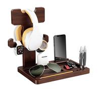 Simaixing Support de Casque pour Bureau, Support de Casque Gaming, Support en Bois avec Plateau de Rangement Multifonctionnel, Support Universel pour Casque Sony, AirPods Max, PS5, JBL, AKG (Brun)