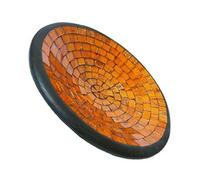 Simandra Bol de Mosaïque Plat en céramique Coupe en Verre Soucoupe décorative mosaïque Artisanat Pierres de Verre déco Rond XL - Orange, X-Large