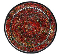 Simandra Bol de Mosaïque plat en céramique coupe en verre soucoupe décorative mosaïque ARTISANAT pierres de verre déco rond Miroir XXL - rouge, XX-Large