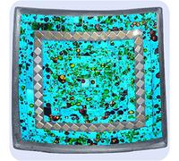 Simandra Plat mosaïque de verre bol d'argile, assiette fait main en Bali artisanat décoration de la maison Multicolore -miroir carré- 15x4 cm Color bleu