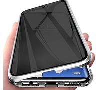SIMao Anti-Espion pour Honor 70 Coque, 360 Degrés Métal Bumper Protection Housses Adsorption Magnétique Étui avec Objectif Caméra Arrière Cover,Film Verre Trempé Confidentialité,Argent