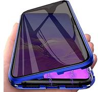 SIMao Anti-Espion pour Honor 70 Coque, 360 Degrés Métal Bumper Protection Housses Adsorption Magnétique Étui avec Objectif Caméra Arrière Cover,Film Verre Trempé Confidentialité,Bleu