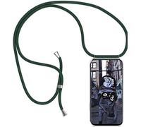 SIMao Collier pour Huawei Honor 20 Pro Coque Transparent Silicone Housse avec Cordon de Collier Necklace Lanyard Case Étui de Téléphone avec Cordon Collier Coque pour Honor 20 Pro,Vert Foncé