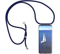 SIMao Collier pour Oppo A53 / A53s Coque Transparent Silicone Housse avec Cordon de Collier Necklace Lanyard Case Étui de Téléphone avec Cordon Collier Coque pour Oppo A53s / A53,Bleu foncé