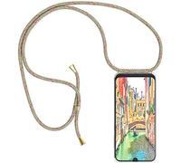 SIMao Collier pour Samsung Galaxy A21s Coque Transparent Silicone Housse avec Cordon de Collier Necklace Lanyard Case Étui de Téléphone avec Cordon Collier Coque pour A21s,Arc en Ciel