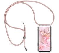 SIMao Coque Collier pour Honor 9X,Coque Transparent Silicone Housse avec Cordon de Collier Necklace Lanyard Case Étui de Téléphone avec Cordon Housse,Cover Anti-Rayures,Rose