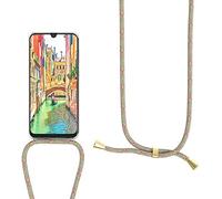 SIMao Coque Collier pour Honor 9X Lite,Coque Transparent Silicone Housse avec Cordon de Necklace Lanyard Case Étui Téléphone Housse,Cover Anti-Rayures,Arc en Ciel