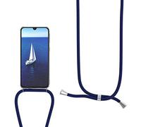 SIMao Coque Collier pour OnePlus 10T, Housse pour Smartphone à Porter au Cou - Étui à bandoulière Cordon - Lanyard Case Protection Complète, Étui en Silicone Transparent, Bleu foncé