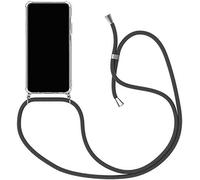 SIMao Coque Collier pour OnePlus Nord CE 2 Lite 5G, Housse pour Smartphone à Porter au Cou - Étui à bandoulière Cordon - Lanyard Case Protection Complète, Étui en Silicone Transparent, Noir
