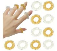 SIMAO TOYS Ensemble de 10 Anneaux de Massage pour Doigts, Bagues d'Acupression en Argent et Doré, Accessoire de Relaxation et Circulation Sanguine