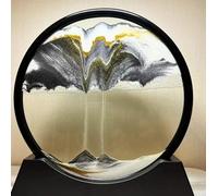 SIMAO TOYS Peinture de Sable Qui coule, Image d'art Verre Rond 3D Paysage de la mer Profonde en Mouvement, décoration de la Maison Cadre (Noir)