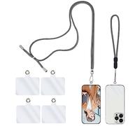 Simarro Cordon universel pour téléphone portable, 2 chaînes pour téléphone avec 4 lanières de rechange transparentes en nylon, réglable, pour tous les smartphones, compatible avec la plupart des