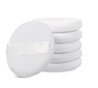 simarro Lot de 6 pompons ronds pour poudre de maquillage - 6,5 cm - En coton - Pour le visage - Utilisation humide et sèche - Pompon rond pour poudre lâche pressée - Blanc