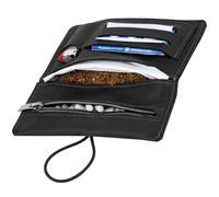 Simaru Blague à Tabac à rouler en Cuir Italien Véritable - Pochette 30g avec Compartiments pour Feuilles, Filtres et Briquets - Fermeture Éclair Supplémentaire pour un Rangement Sécurisé