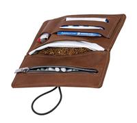 Simaru Blague à Tabac à rouler en Cuir Italien Véritable - Pochette 30g avec Compartiments pour Feuilles, Filtres et Briquets - Fermeture Éclair Supplémentaire pour un Rangement Sécurisé