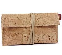 SIMARU Blague à tabac en cuir de liège/liège, Blague à tabac, inclut des compartiments pour briquets, filtres et papiers, Blague à tabac roulante pour hommes et femmes (beige)