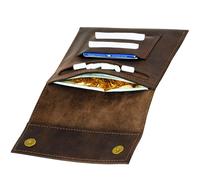 Simaru Blague à tabac fabriquée à la main en cuir italien - Cuir souple - Fabriquée en UE - Pochette rotative idéale avec bande et aimant - Design unique
