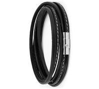 Simaru Bracelet en cuir avec fermeture en acier inoxydable, aimant inclus, pour femmes et hommes, bracelet de qualité supérieure Made in Germany, taille S à XL (L (41cm), Marron)