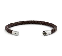 Simaru Bracelet en cuir, bracelet tressé stylé en cuir premium Made in Germany avec fermeture à baïonnette en acier inoxydable pour femmes & hommes (20cm - M, Marron)