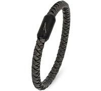 Simaru Bracelet en cuir Made in Germany, 6mm tressé avec fermeture magnétique en acier inoxydable, bracelet en cuir premium résistant à l'eau & à la peau (20cm length - M, Gris foncé)
