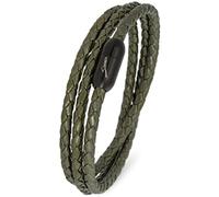 Simaru bracelet en cuir Made in Germany, bracelet enrouleur tressé, cuir de première qualité de Catalogne avec fermeture magnétique, imperméable & doux pour la peau 4mm