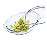 SIMAX Cocotte Ovale avec Couvercle en Verre, Contenance 3L + 1,4L, Dimension 35,4 x 21,3 x 13,2 cm - Verre Borosilicate Très Haute Résistance - 7136/7146