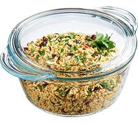 Simax Cocotte Ronde avec Couvercle en Verre - Contenance 2,8 L + 0,5 L avec le couvercle - Dimension Ø22,8 x 12,6 cm - Verre Borosilicate Haute Résistance - 6706/6716