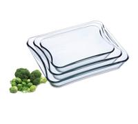 Lot de 3 boites alimentaires - cont 2L, dim 187x128 mm, cont 1L-156x100 mm, cont 0,35L-116x76 mm -verre borosilicate-113/L SIMAX