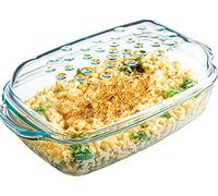 Simax Plat à rôtir rectangulaire en verre transparent | avec couvercle - Bords surélevés pour une cuisson sans graisse - Verre borosilicate durable - Passe au micro-ondes et au lave-vaisselle - Fabriqué en Europe - Plat de cuisson rectangulaire de 3 litres