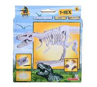 Simba 104342547 Dinosquelette à creuser, 3 compartiments assortis, livré en un seul article, T-Rex, tricératops, stégosaure, 3 fossiles, dinosaures ensemble, 23 cm, outil, à partir de 3 ans