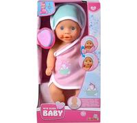 Simba 105030006 - New Born Baby Poupée de bain Dreckspatz badefähige Spielpuppe Vollvinyl Farbwechselfunktion Kaputzentuch mit Schwamm 30cm ab 3 Jahren