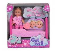 Simba - Evi Love Malade - Mini Poupée 12cm - Varicelle - Eponge Qui Efface Les Boutons - Lit + Accessoires Inclus - 105733407, Rose