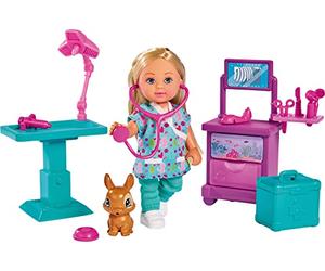 Simba 105733486 - Evi Love Doctor Evi Clinique, vétérinaire Evi, avec Table d'opération et Armoire à Pharmacie, avec Lapin et Accessoires, Mannequin, 12 cm, pour Enfants à partir de 3 Ans