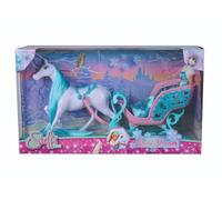 Simba 105733522 - Steffi Love Snow Dream, traîneau de Conte de fées avec Cheval et Steffi comme Princesse des Glaces, L : 50 cm, poupée 29 cm, Convient aux Enfants à partir de 3 Ans