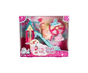 Simba 105733700 Evi Love Fairy World Poupée Evi en Forme de fée avec Tour de Conte de fées, Licornes et Accessoires Magiques 26 x 8,5 cm Jouet pour Enfant Fille et garçon à partir de 3 Ans