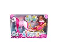 Simba 105733701 Evi Love Princess Ride, Poupée de Jeu, Princesse, avec traîneau d'hiver et Cheval, Accessoires de Princesse, 12 cm, à partir de 3 Ans