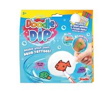 Simba 105953088 Doodle and Dip - Réalisez Vos Propres Tatouages Aquatiques - 8 stylos Magiques et Bloc de coloriage - pour Enfants à partir de 5 Ans