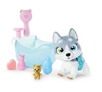 Simba 105953560 - Pamper Petz Husky avec Baignoire, Fonction Pompe, Gourde, Bouteille de Mousse, seringue à Eau, Jouet pour Chien de 25 cm, à partir de 3 Ans