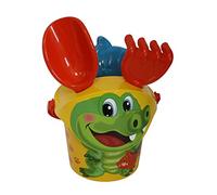 Simba 107110550 - Ensemble Seau pour bébé - Un Seul Article est livré avec Un Seul Article, Tigre, Ours, Crocodile, 5 pièces, Seau, passoire, Moule à Sable, Pelle, râteau, Hauteur : 11 cm, diamètre