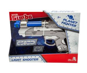 Simba 108046571 - Planet Fighter Light Shooter, 2 assortis, un seul article est livré, lumière et son, fonction de changement de couleur, 22 cm, imite les bruits de tir, pistolet de jeu, à partir de 3