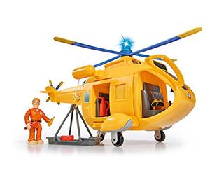 Simba - 109251002 - Sam le Pompier - Hélicoptère Wallaby II - Lumière et Rotor Rotatif - + 1 Figurine Incluse
